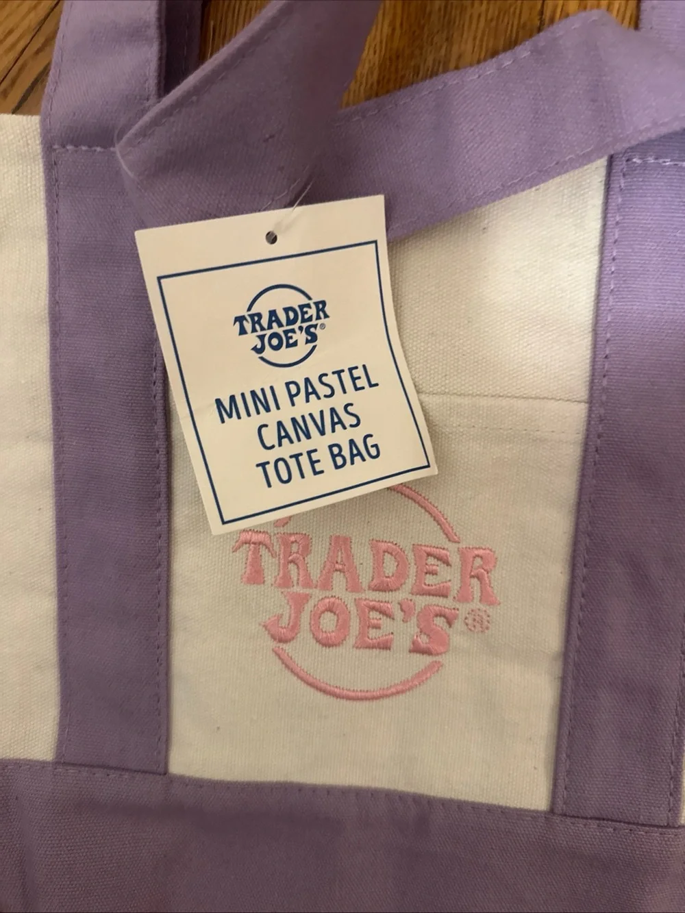 Trader Joe's Lavender and Cream Canvas Tote